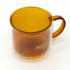 Glass Cursive Mug (Amber) -Onyx Sales 2023 DoubleWallAmber2