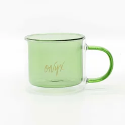 Glass Cursive Mug (Olive)